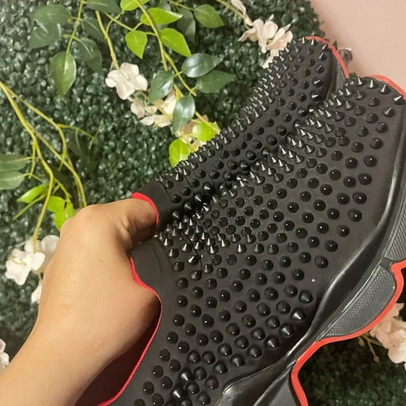 Christian Louboutin Black Donna Spike Sock Sneakers